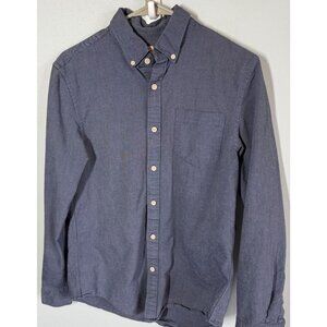 Giordano Mens Blue Button Up Oxford Shirt Size Medium Chest Pocket